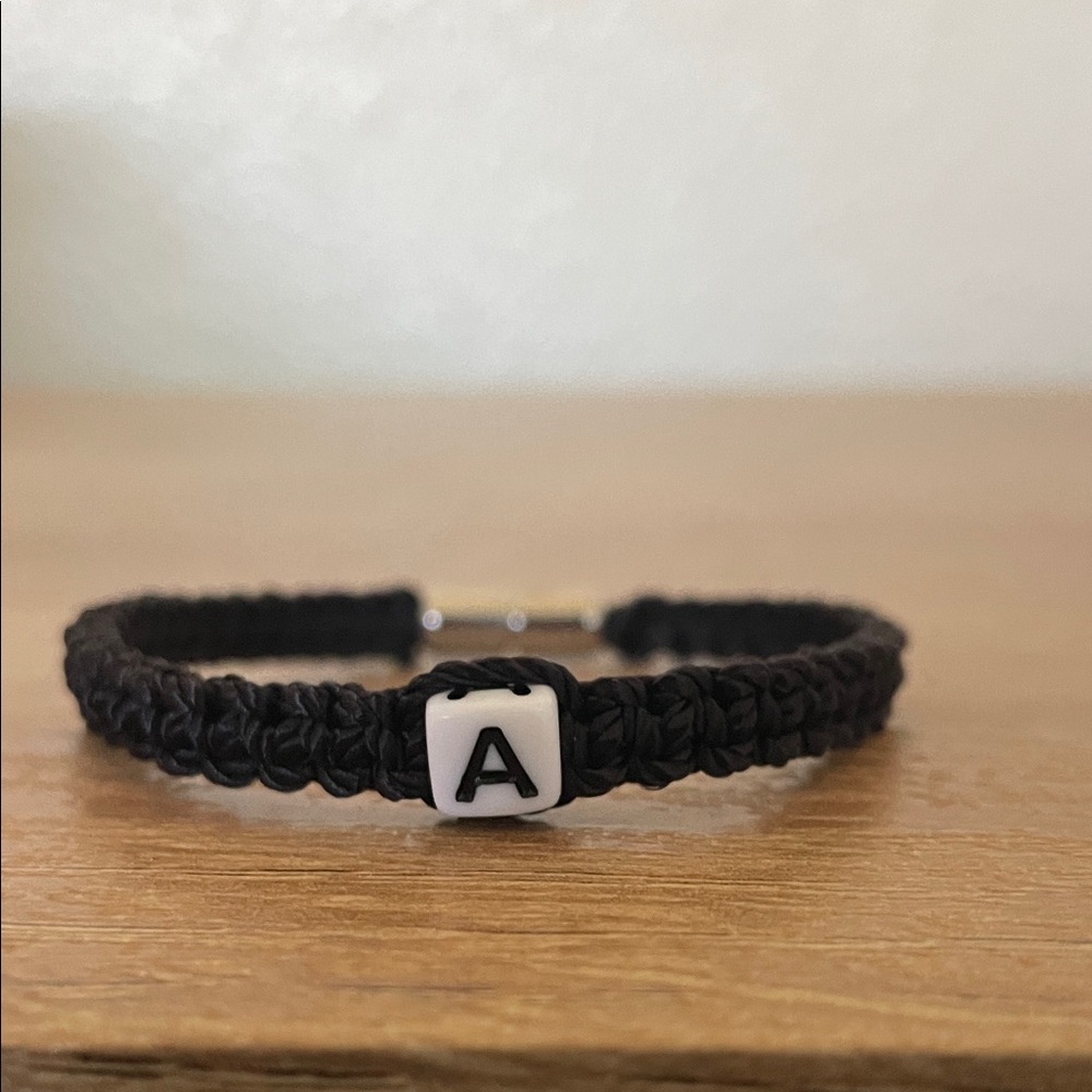 Black Braided Bracelet with Letter Charm